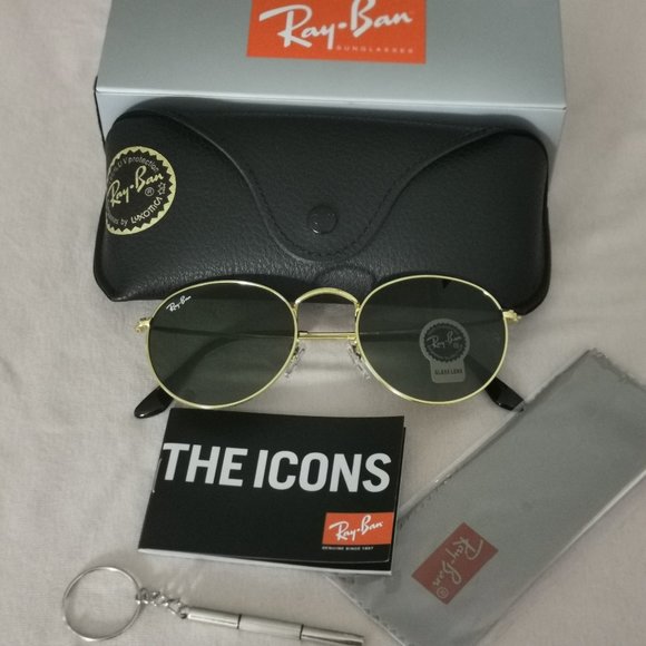 Ray Ban Round Metal Frame Gold Sunglasses main image 5